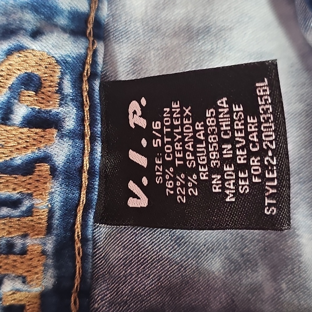 VIP Blue High Rise Jeans with Distressed Details - Picture 4 of 5